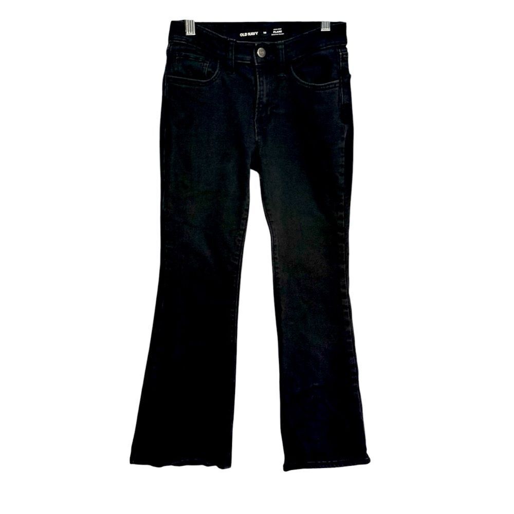 OLD NAVY | Big Girls Black Denim High Rise Stretch Flare Jeans Size 10